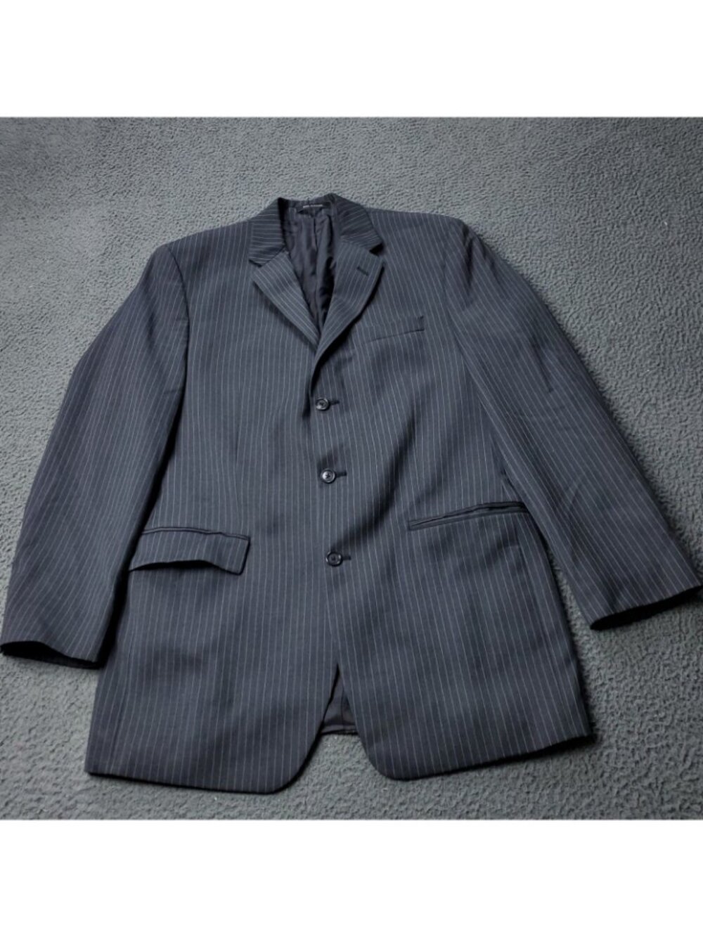 Calvin Klein Lord & Taylor Blazer Mens 40L Gray Striped Wool Suit Jacket
